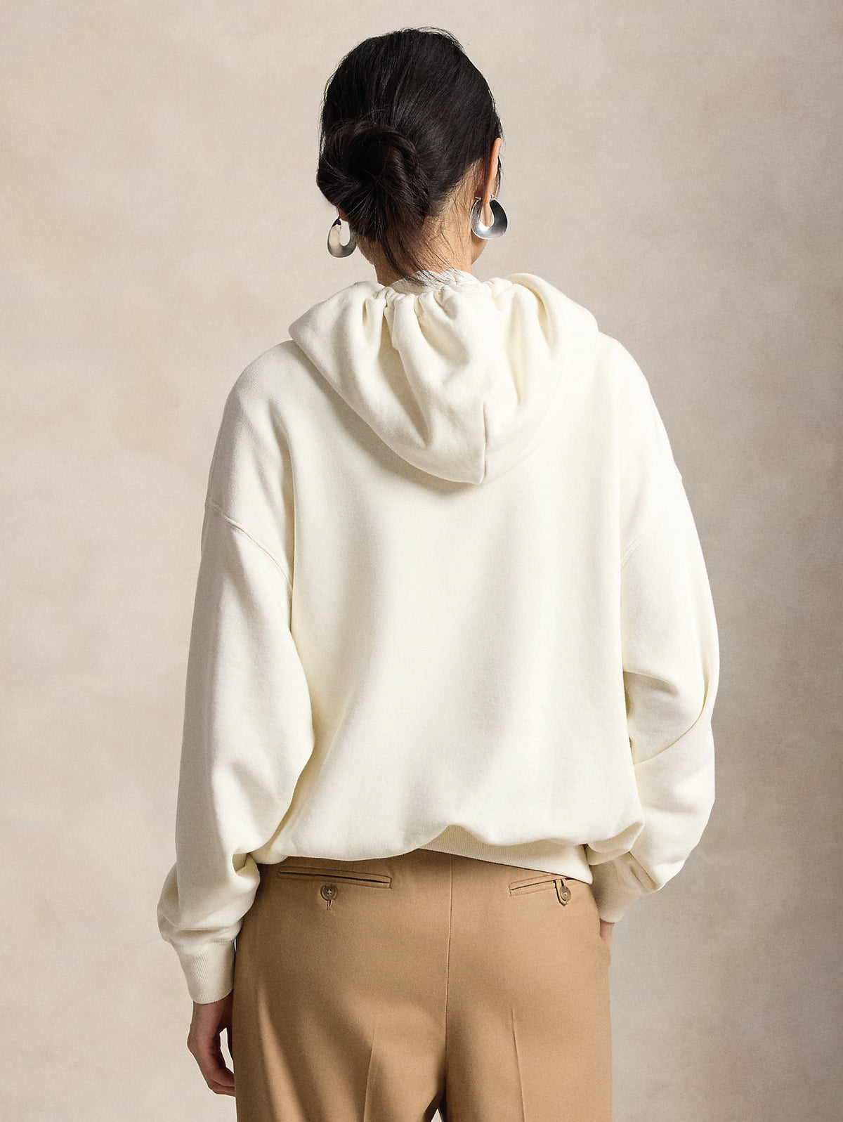 2026 New Arrival Felpa con Cappuccio con Stampa Polo Bear Crema