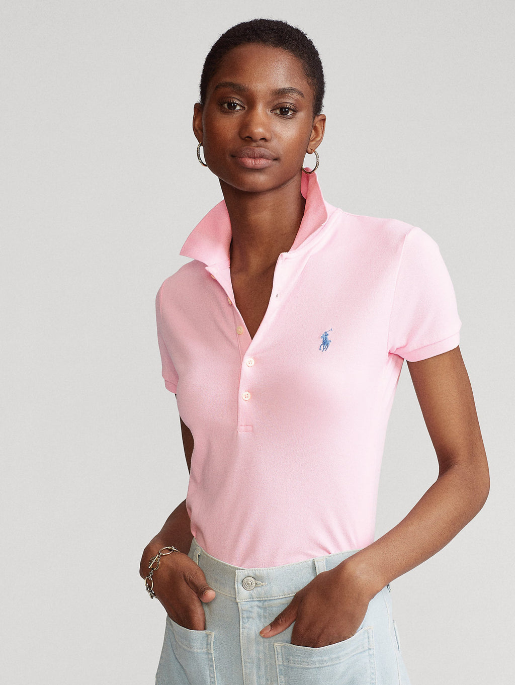 2026 New Arrival Polo Manica Corta Slim Fit Rosa Caramello