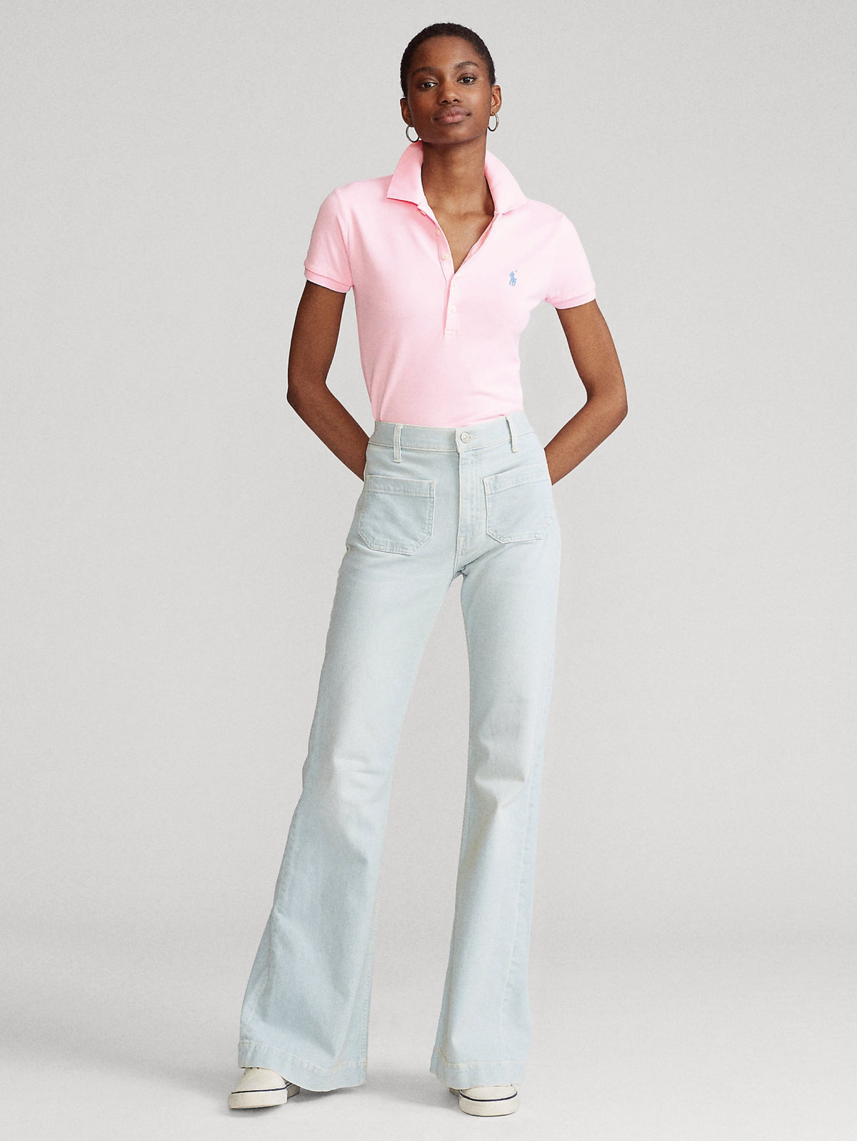 2026 New Arrival Polo Manica Corta Slim Fit Rosa Caramello