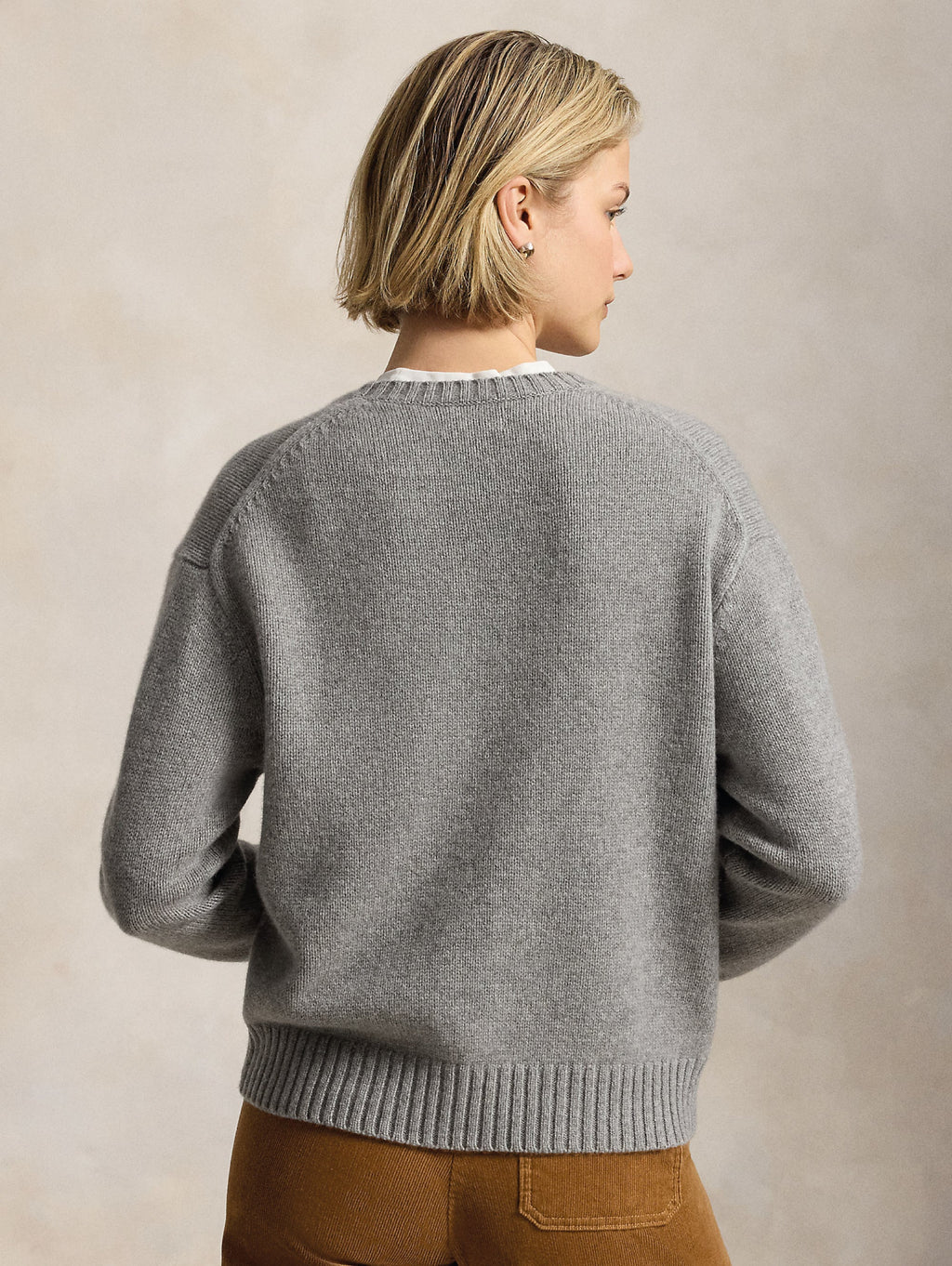 2026 New Arrival Maglione In Misto Lino e Cotone con Polo Bear Grigio