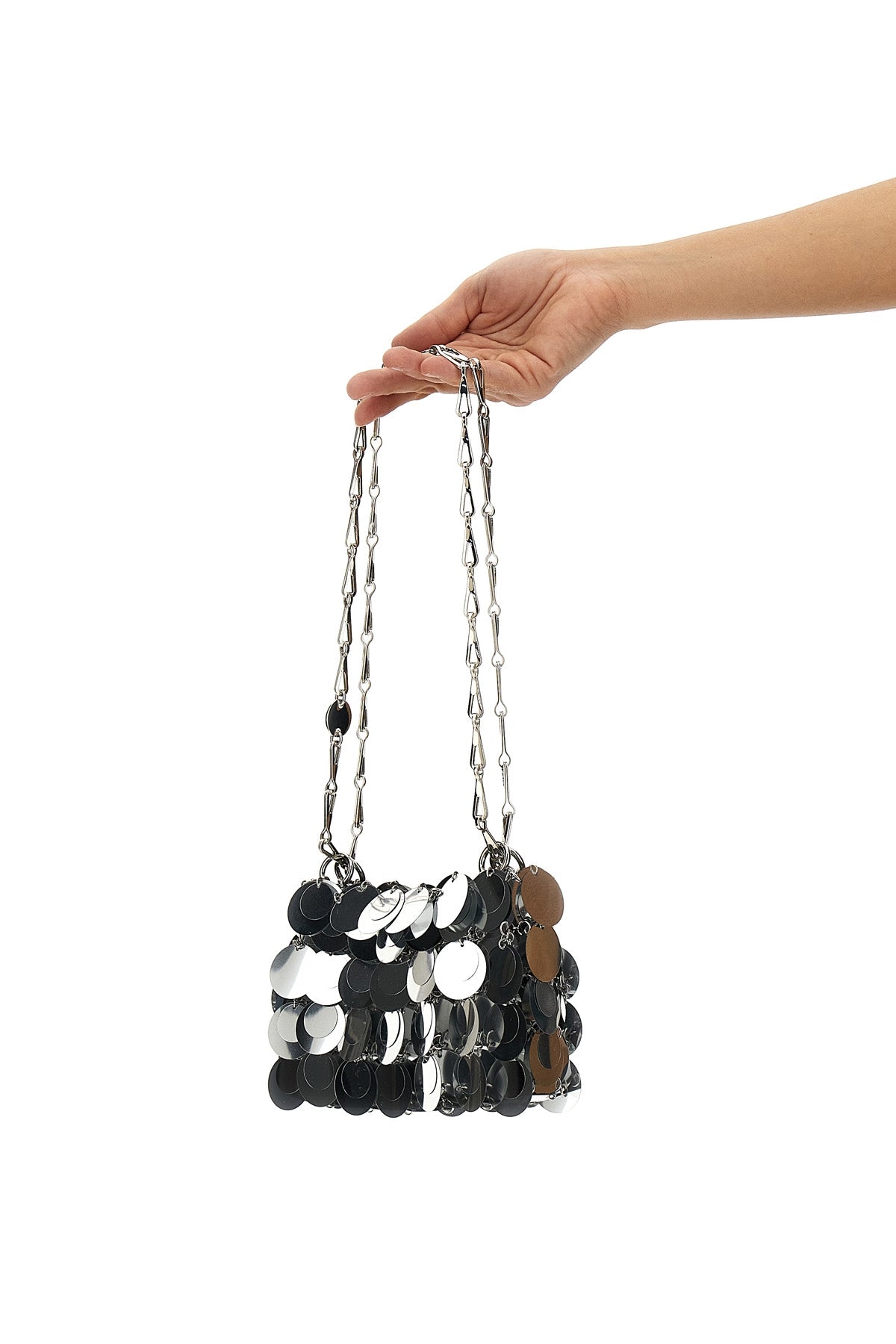 2026 New Arrival sparkle discs nano shoulder bag in metal mesh