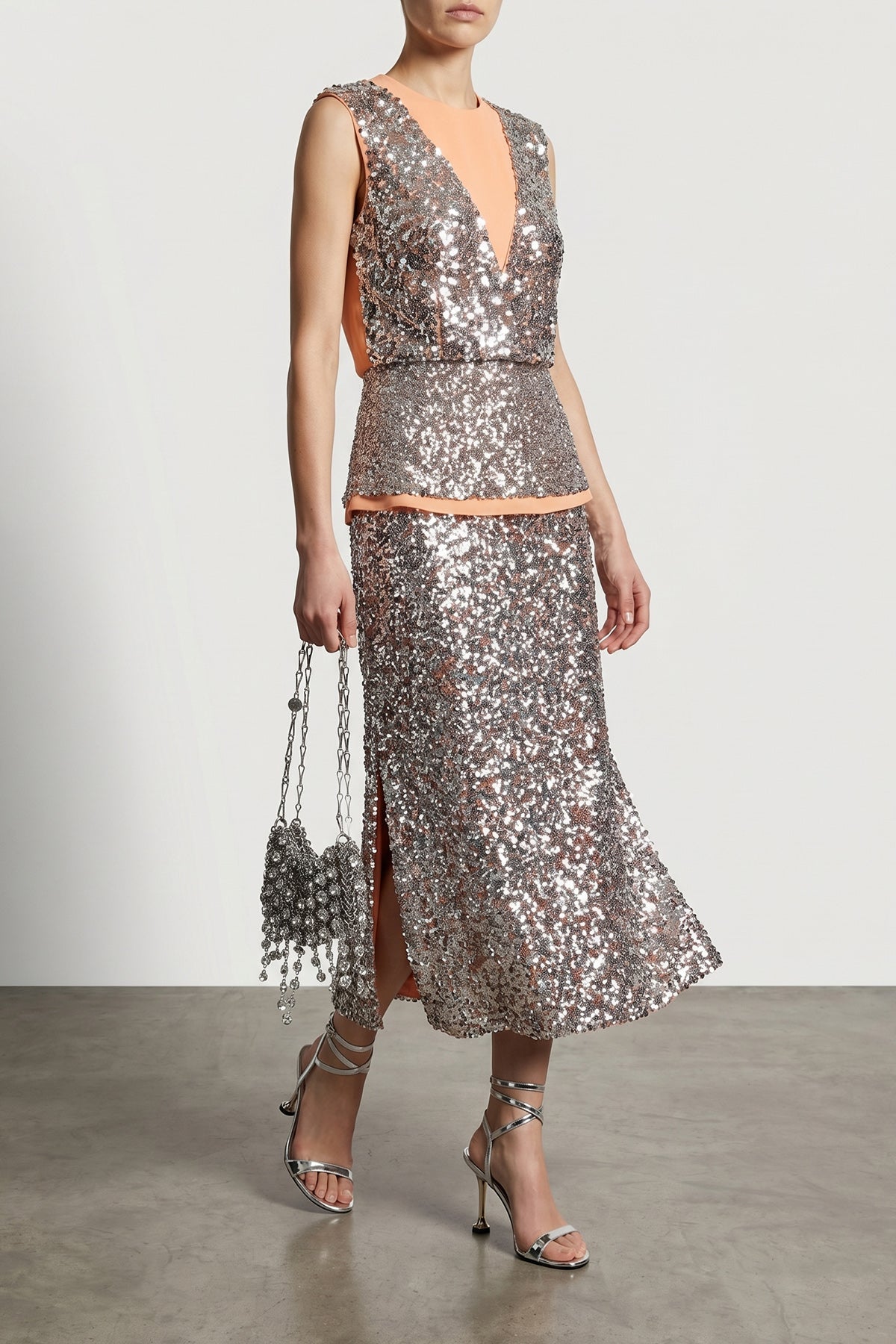 2026 New Arrival 1969 strass nano shoulder bag in metal mesh and front pendant crystals