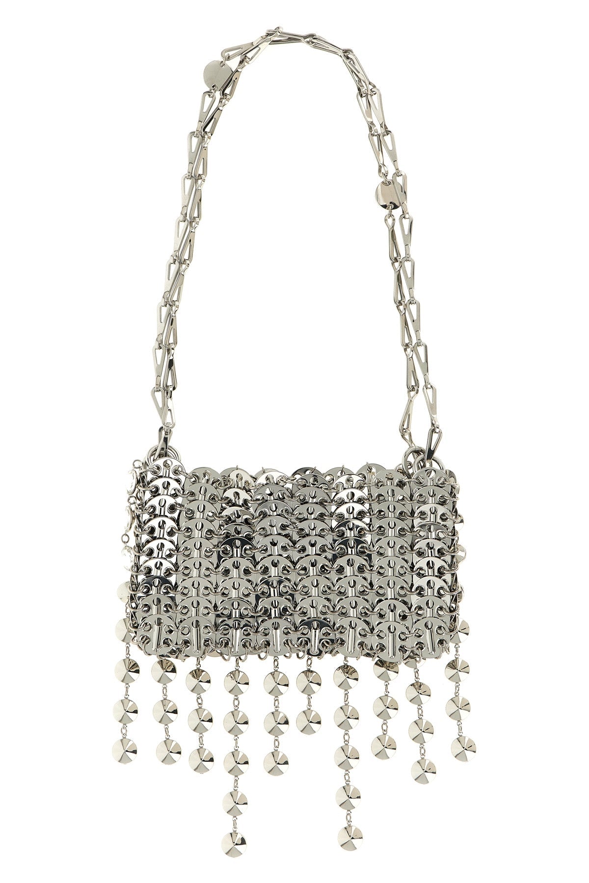 2026 New Arrival 1969 strass nano shoulder bag in metal mesh and front pendant crystals