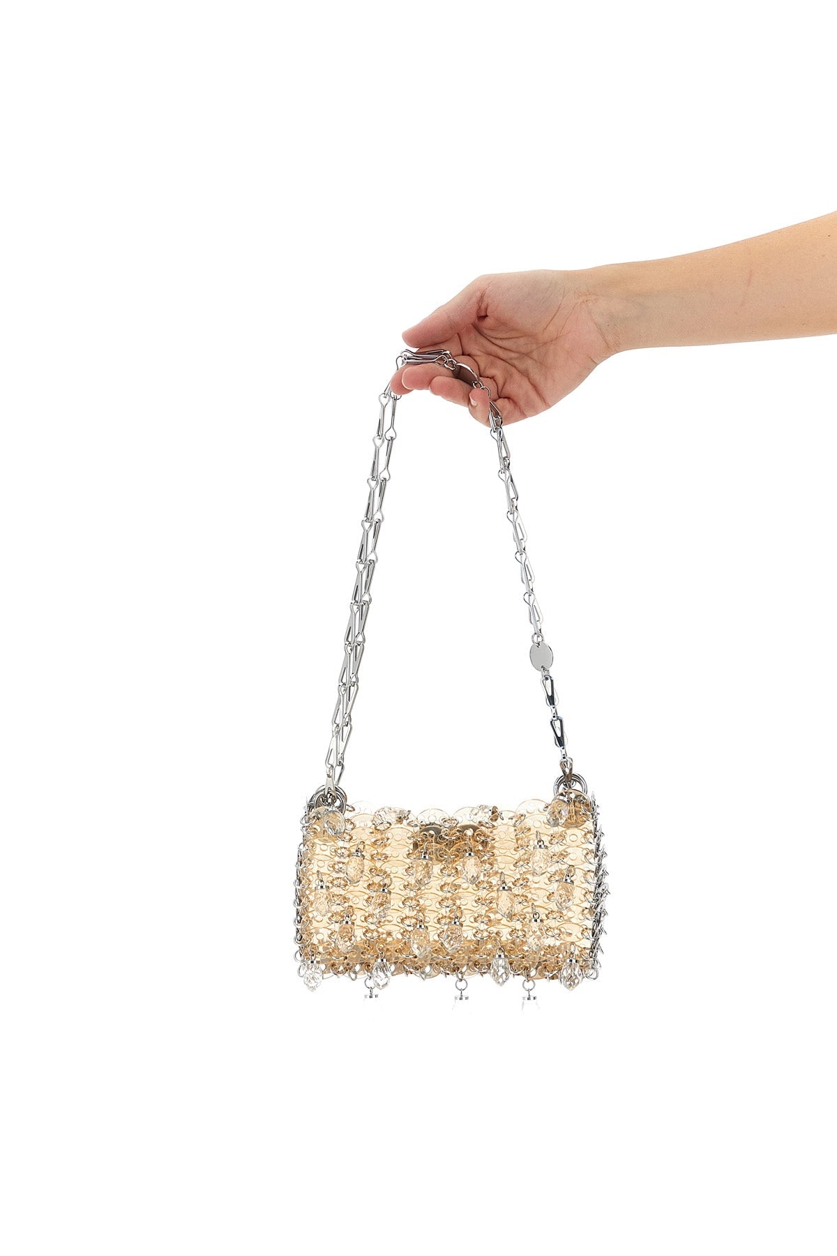 2026 New Arrival 1969 nano crystal resin shoulder bag in metal mesh