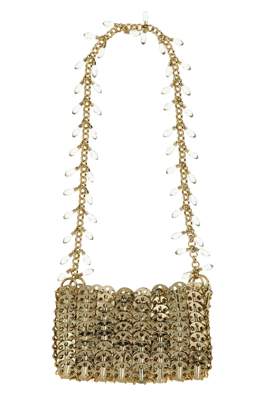 2026 New Arrival 1969 nano crystal shoulder bag in metal mesh and front crystal charms