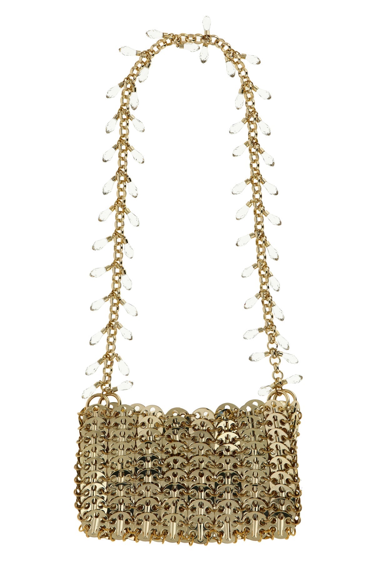 2026 New Arrival 1969 nano crystal shoulder bag in metal mesh and front crystal charms