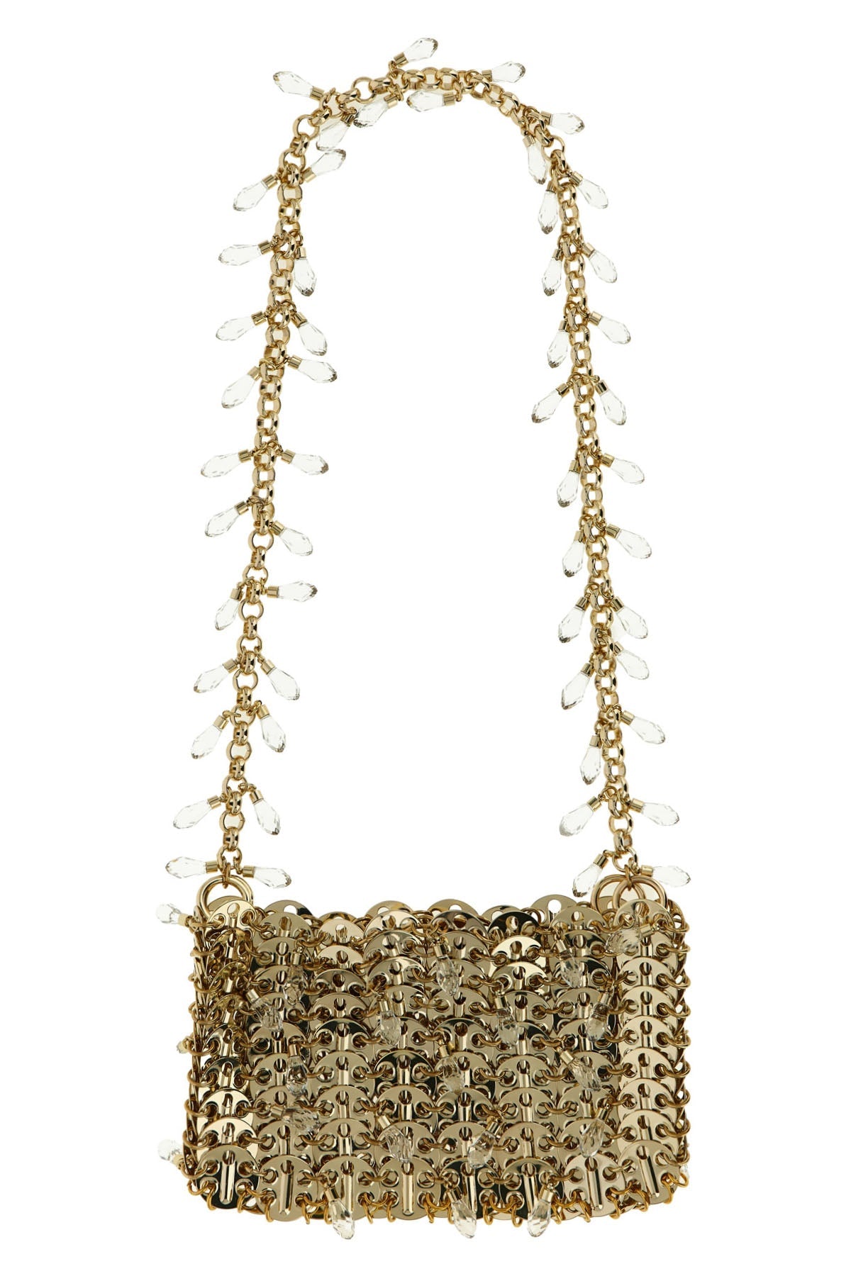 2026 New Arrival 1969 nano crystal shoulder bag in metal mesh and front crystal charms