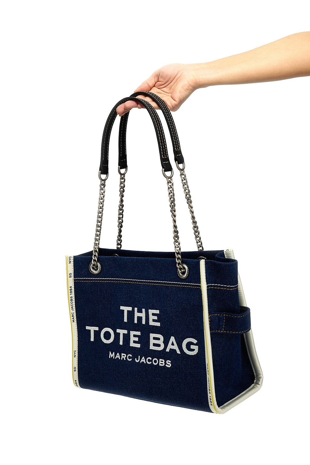 2026 New Arrival the denim chain medium tote shoulder bag in cotton denim
