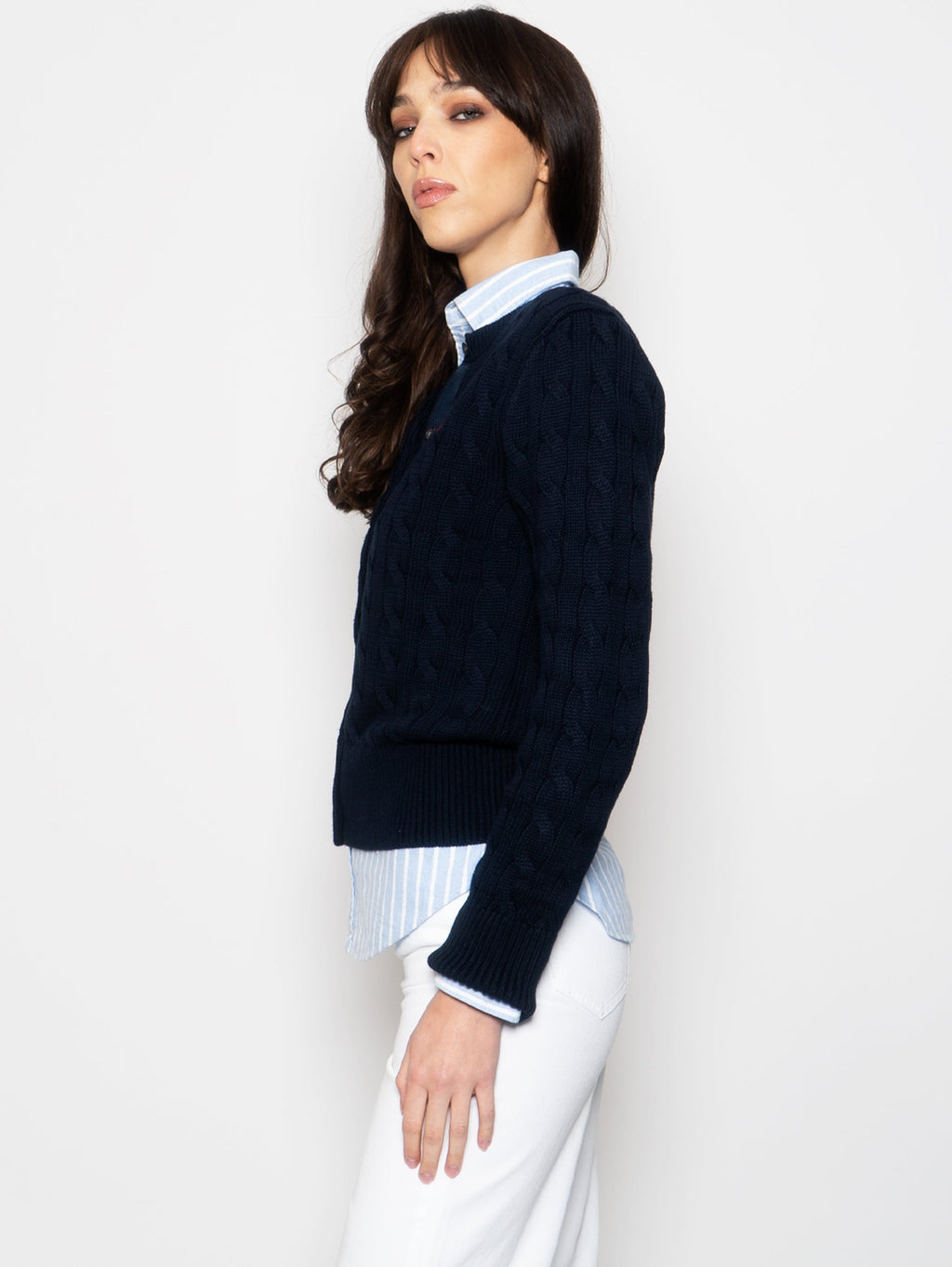 2026 New Arrival Cardigan a Trecce Blu Navy