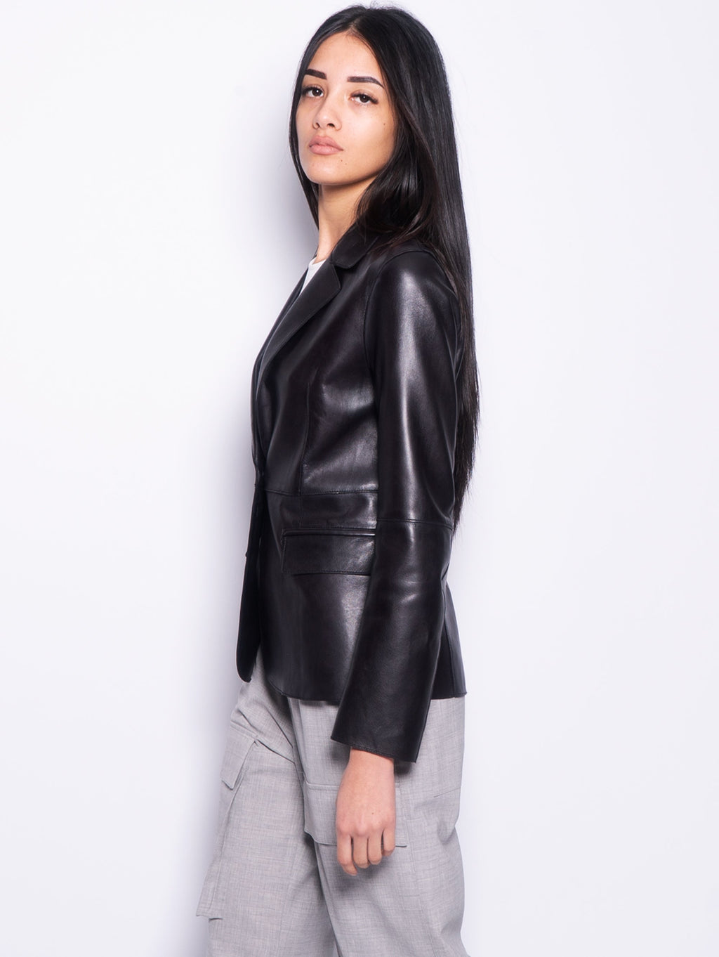 2026 New Arrival Giacca Blazer in Pelle Nero
