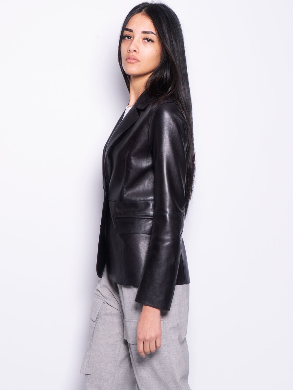 2026 New Arrival Giacca Blazer in Pelle Nero
