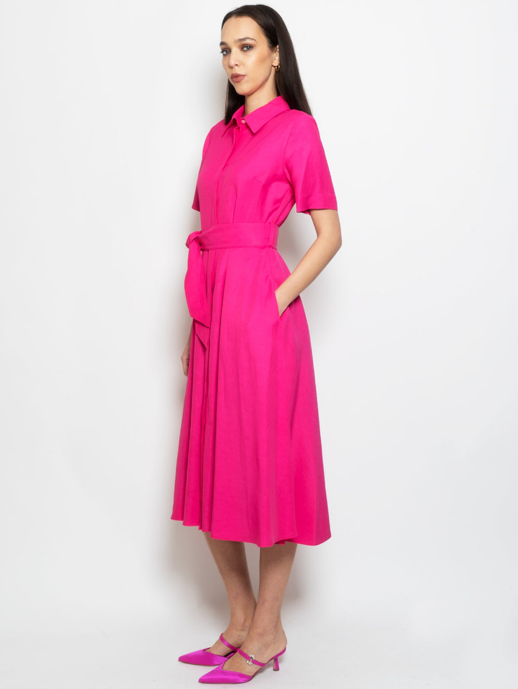 2026 New Arrival Abito Longuette Chemisier Fucsia