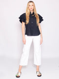2026 New Arrival Camicia con Maniche Plissé Blu