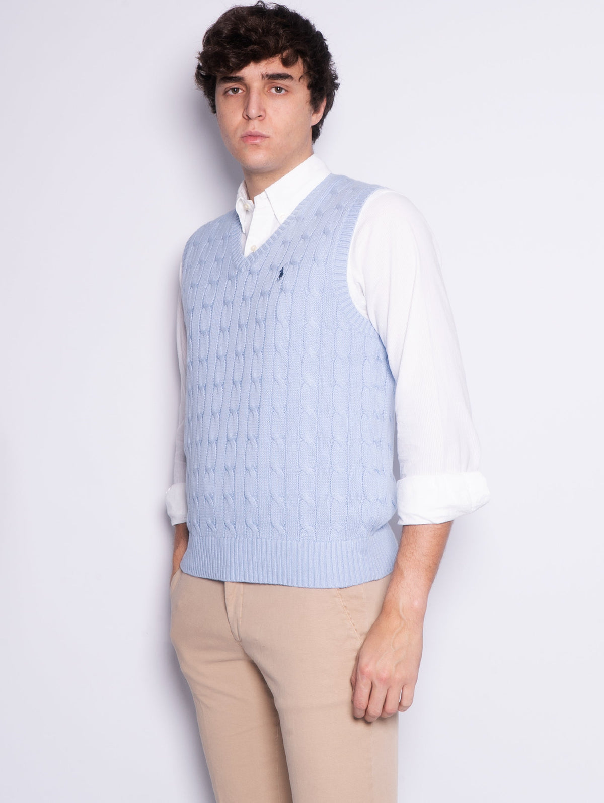 2026 New Arrival Gilet in Maglia a Trecce Celeste