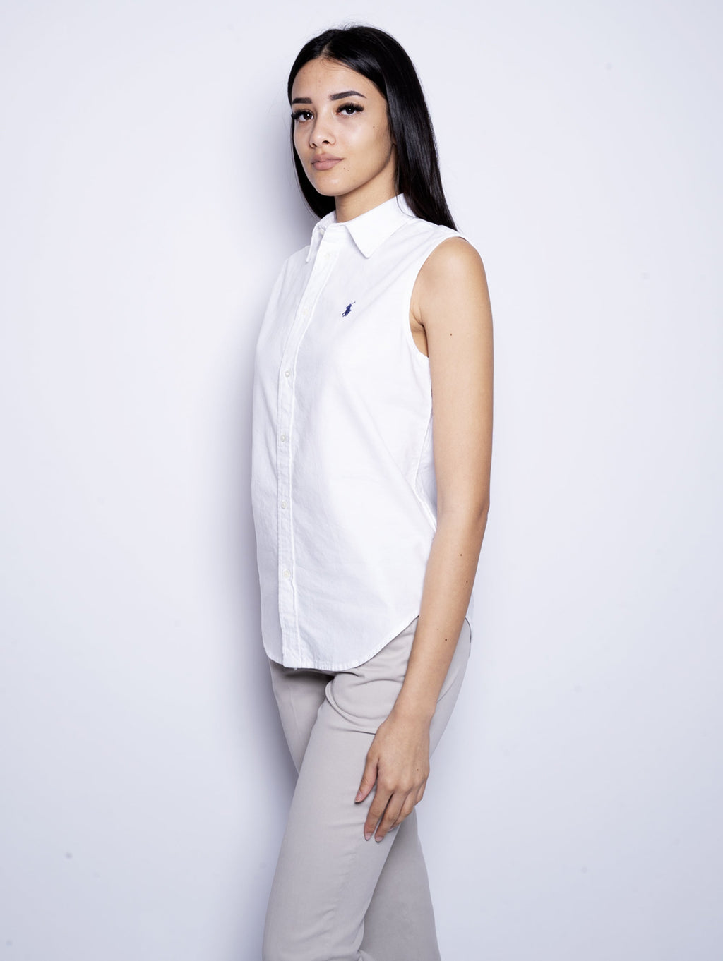 2026 New Arrival Camicia Oxford Senza Maniche Bianco