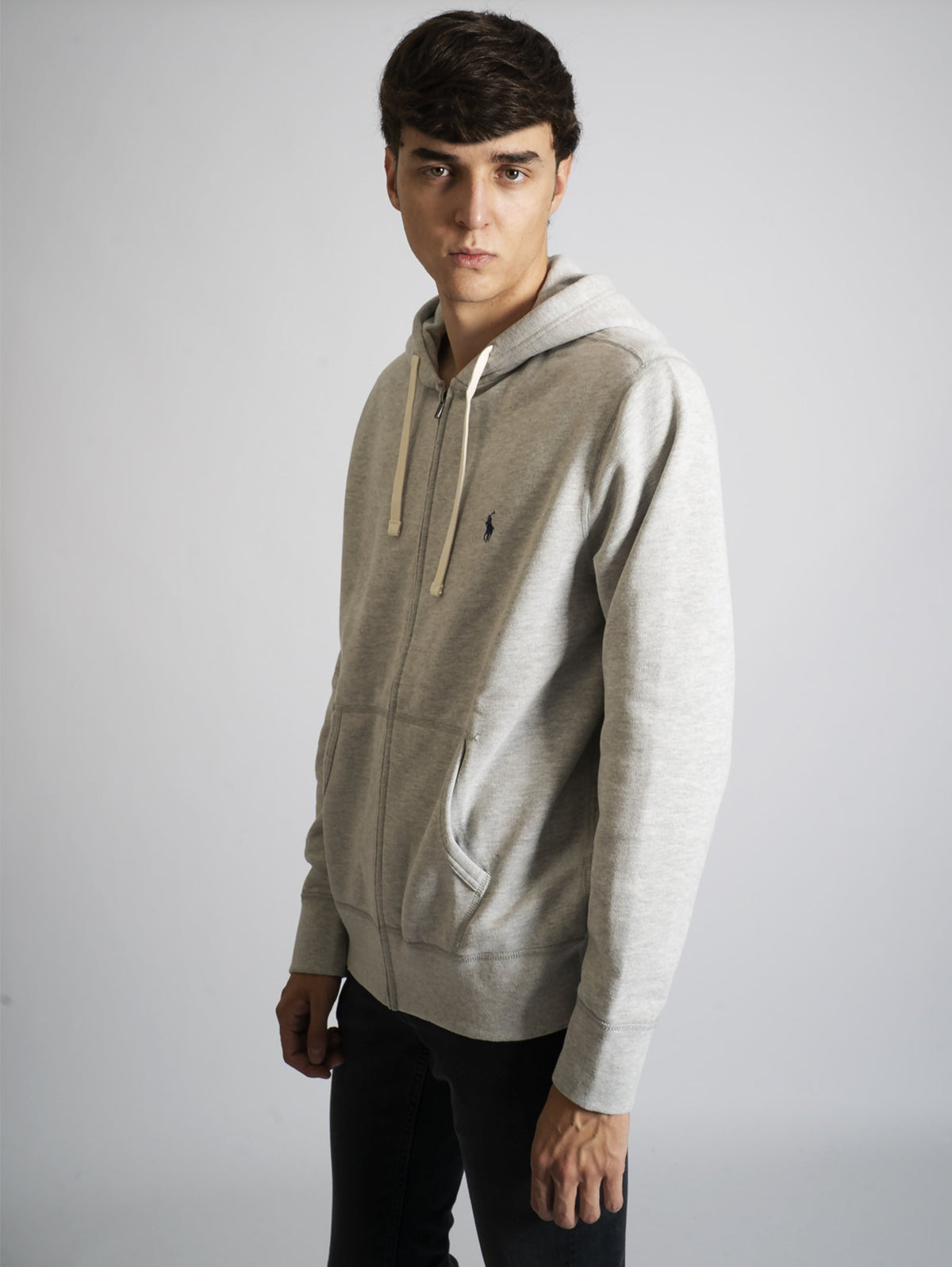 2026 New Arrival Felpa con Zip e Cappuccio Grigio