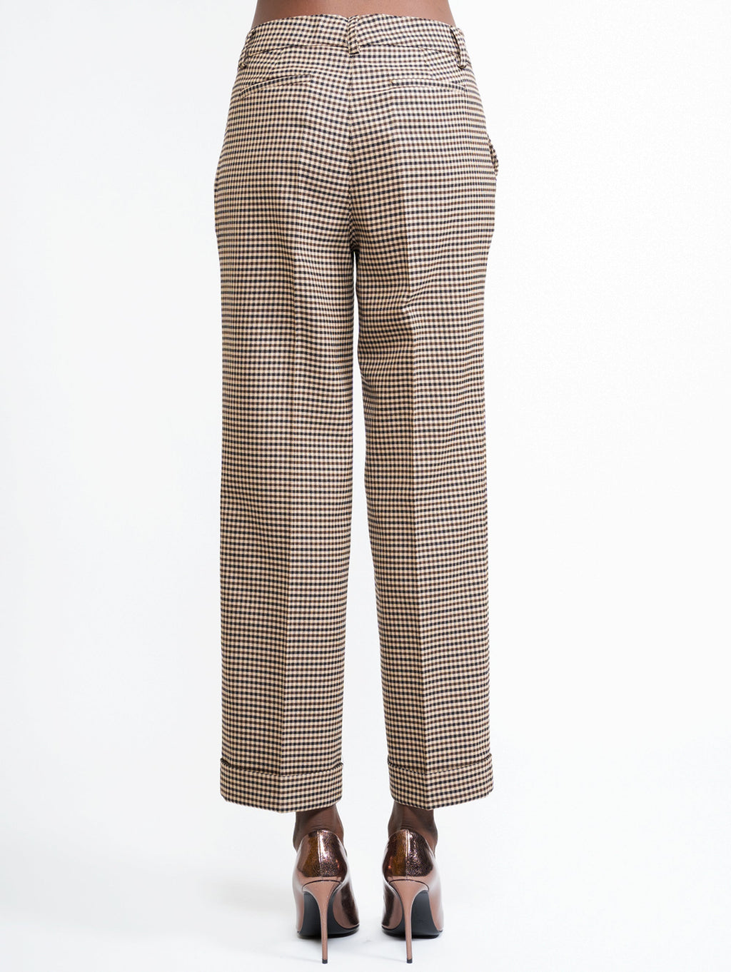 2026 New Arrival Pantaloni Pied de Poule Beige