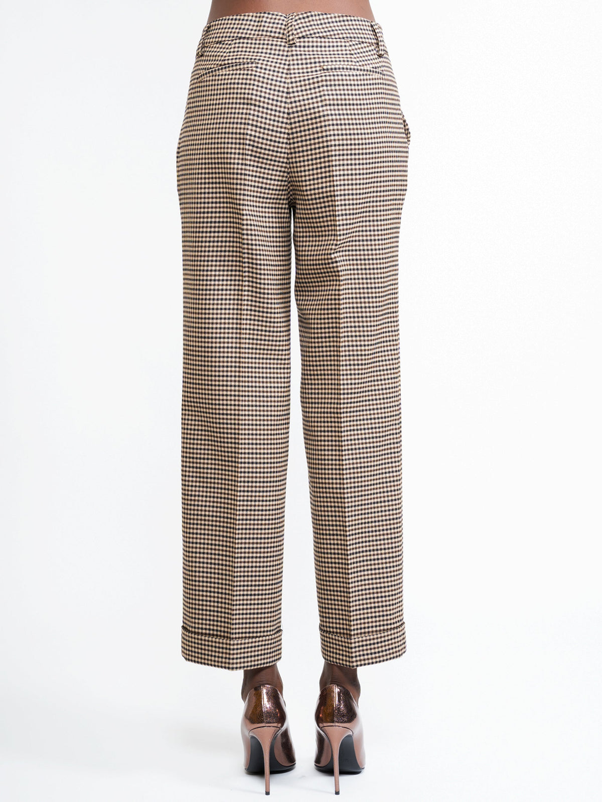 2026 New Arrival Pantaloni Pied de Poule Beige