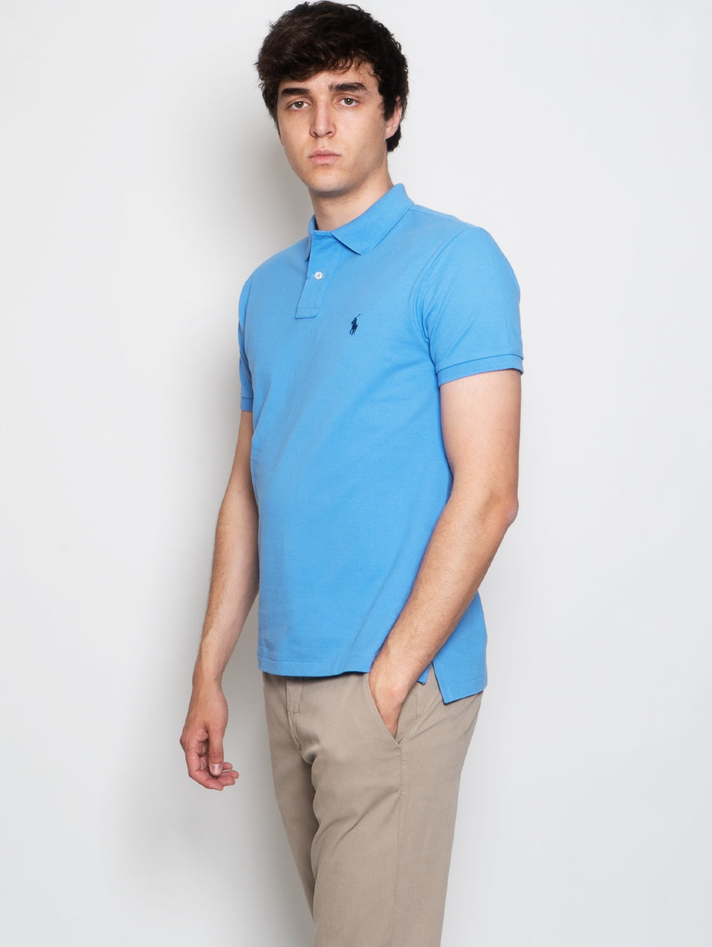 2026 New Arrival Polo in Piqué Slim Fit Celeste