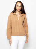 2026 New Arrival Maglia a Trecce con Scollo a Polo Cammello