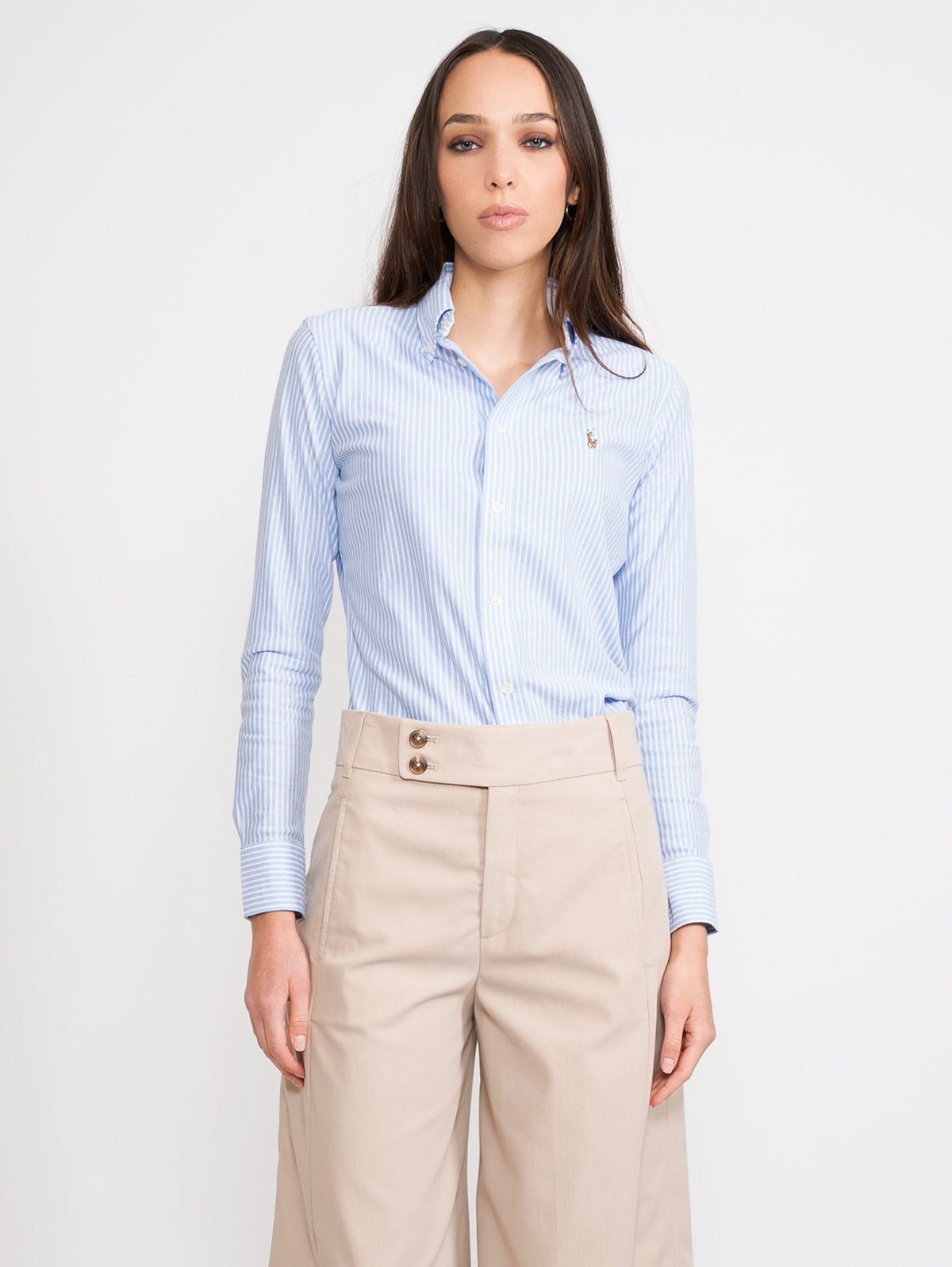 2026 New Arrival Camicia Knit Oxford Bianco/Blu