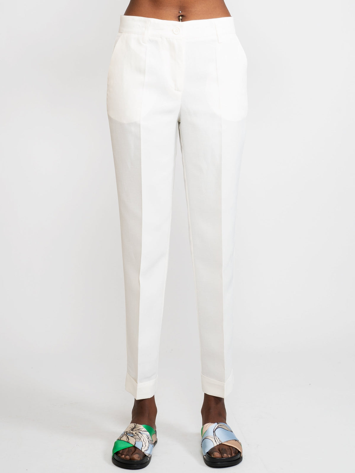 2026 New Arrival Pantalone in Misto Lino Panna