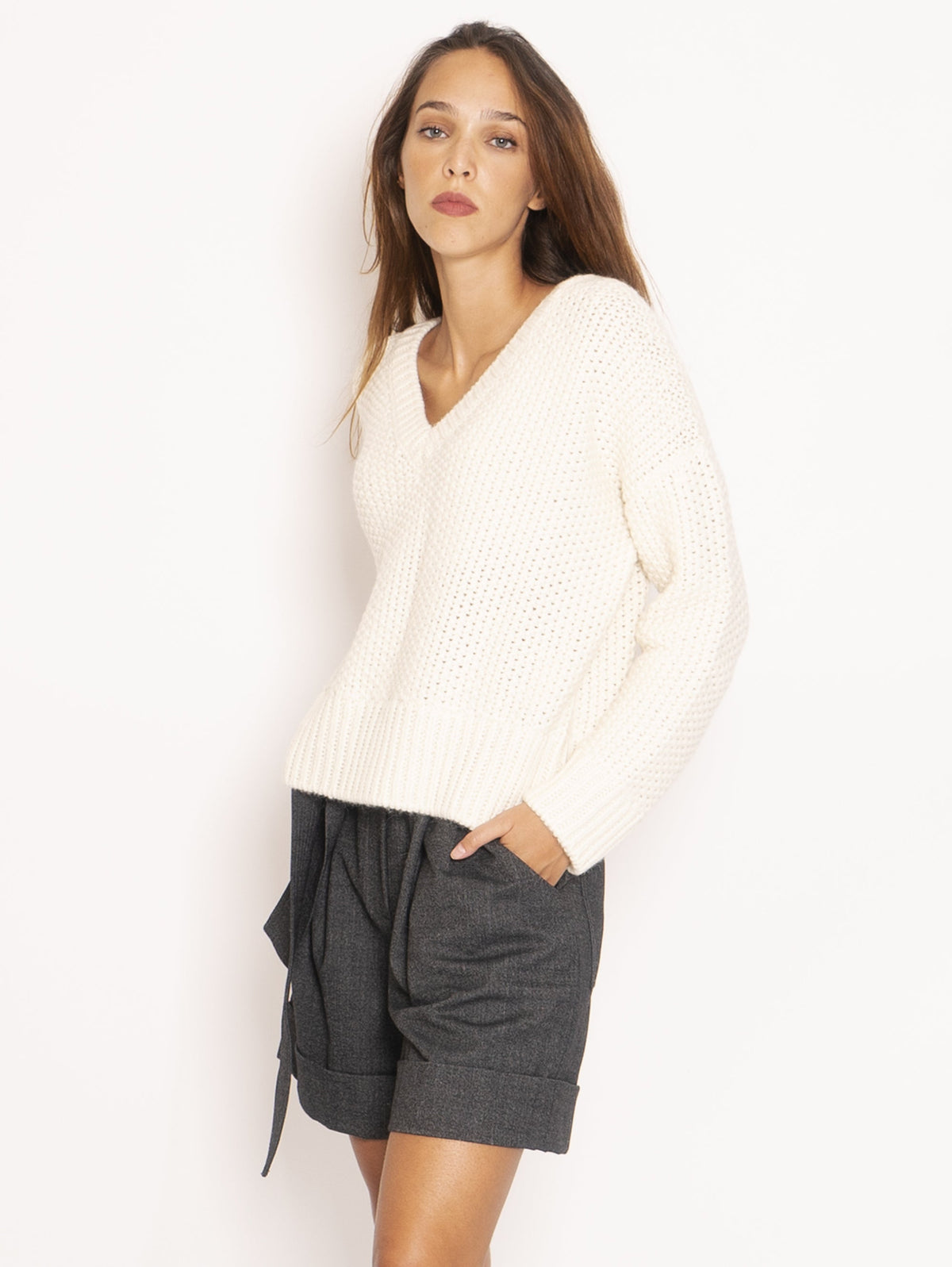 2026 New Arrival Maglia Scollo a V - Bianco