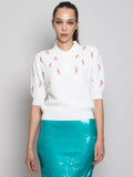 2026 New Arrival Polo in Maglia con Ricami Bianco