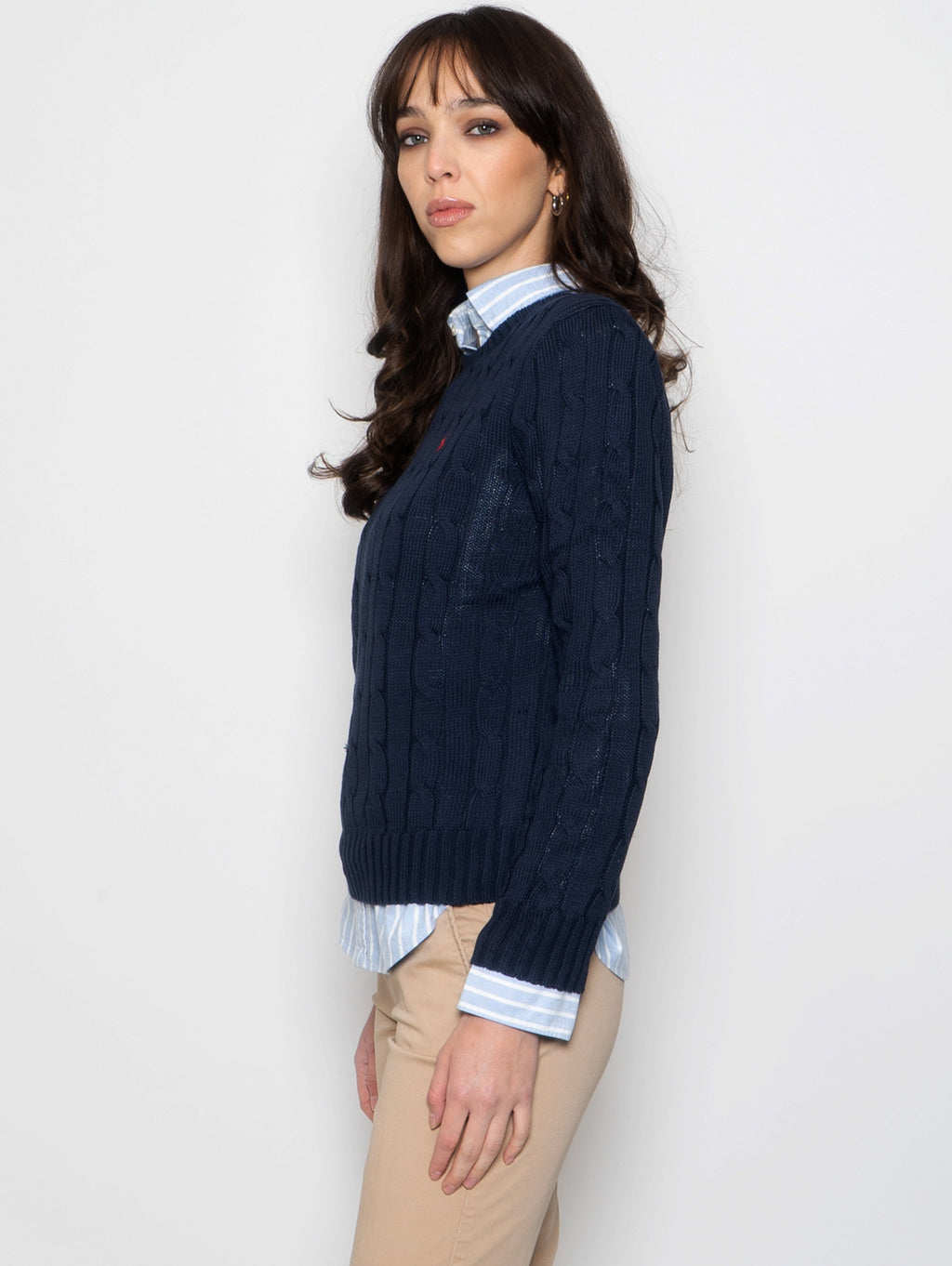2026 New Arrival Maglia a Trecce in Cotone Blu Navy