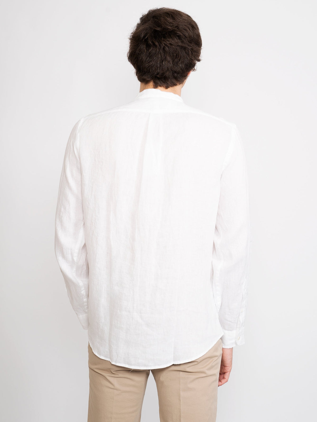 2026 New Arrival Camicia in Lino con Collo alla Coreana Bianco