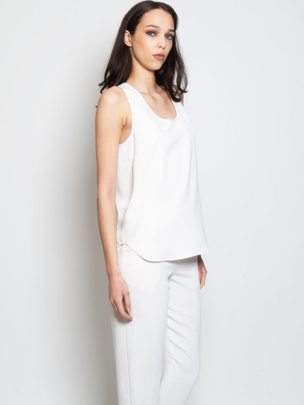 2026 New Arrival Top con Scollo Rotondo Panna