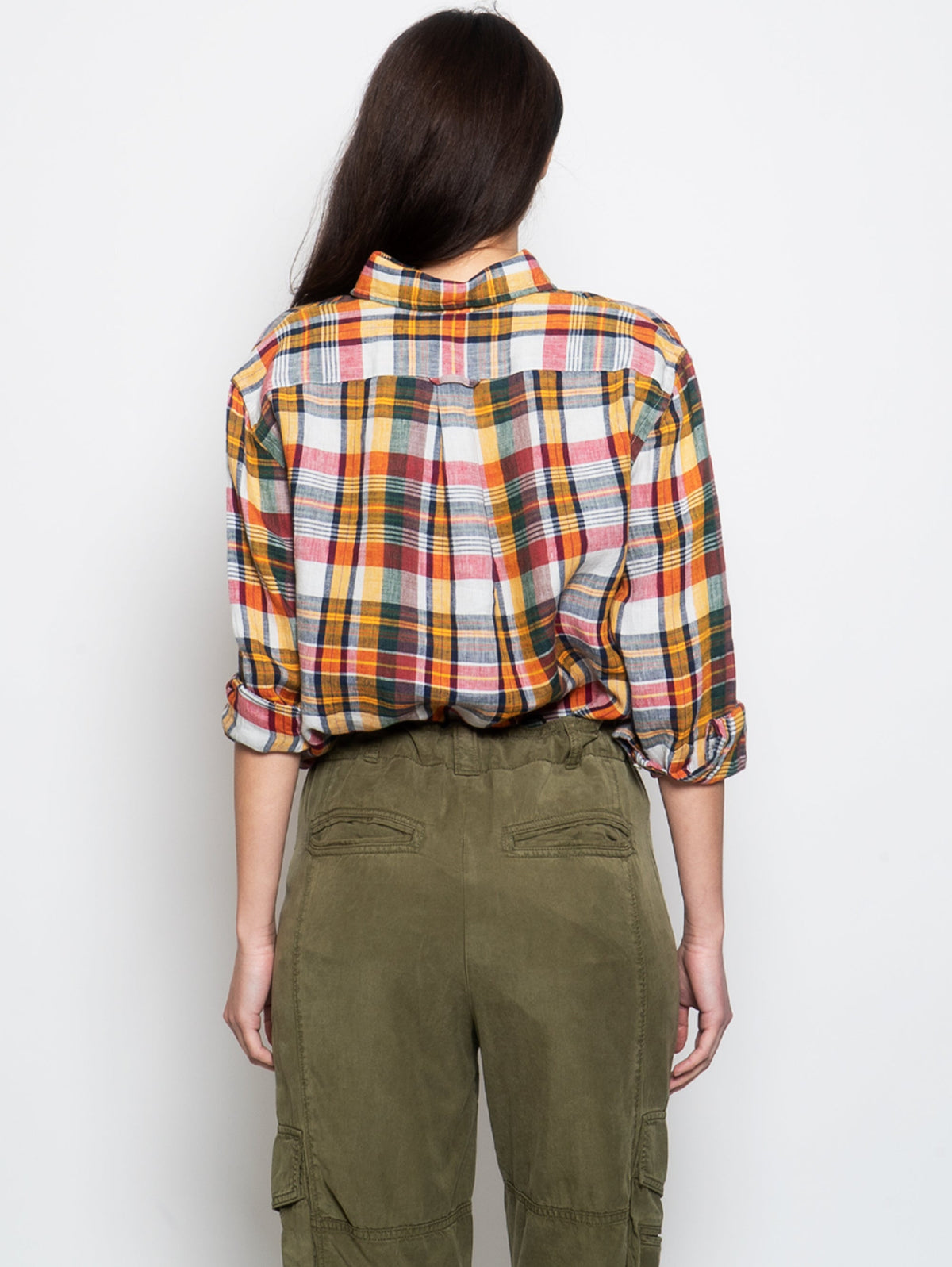 2026 New Arrival Camicia in Lino a Quadri Scozzese Multicolore