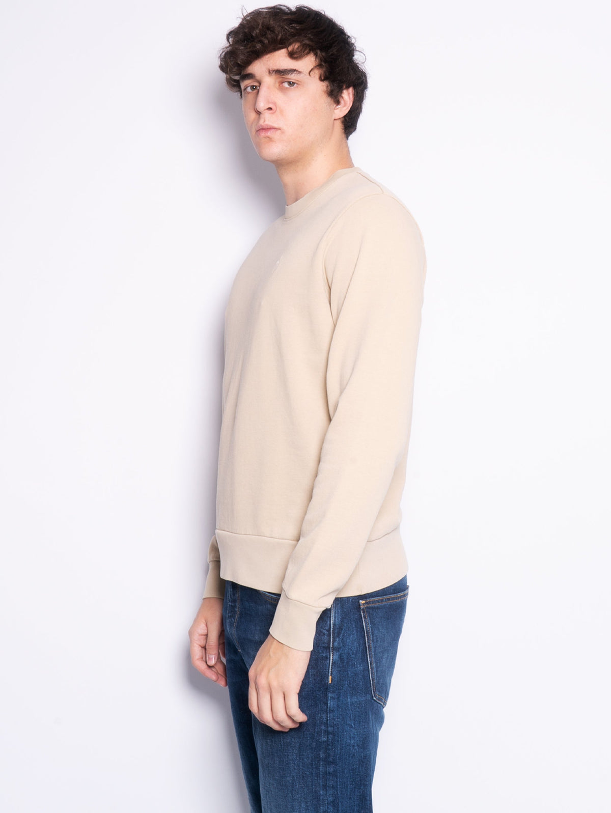 2026 New Arrival Felpa Girocollo in Cotone Loopback Beige