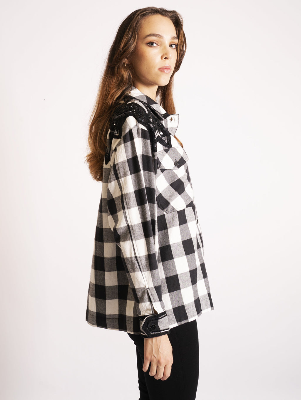 2026 New Arrival Overshirt con Ricami Bianco/Nero