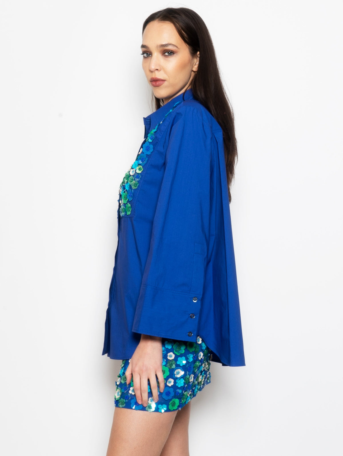 2026 New Arrival Camicia con Ricamo Bluette
