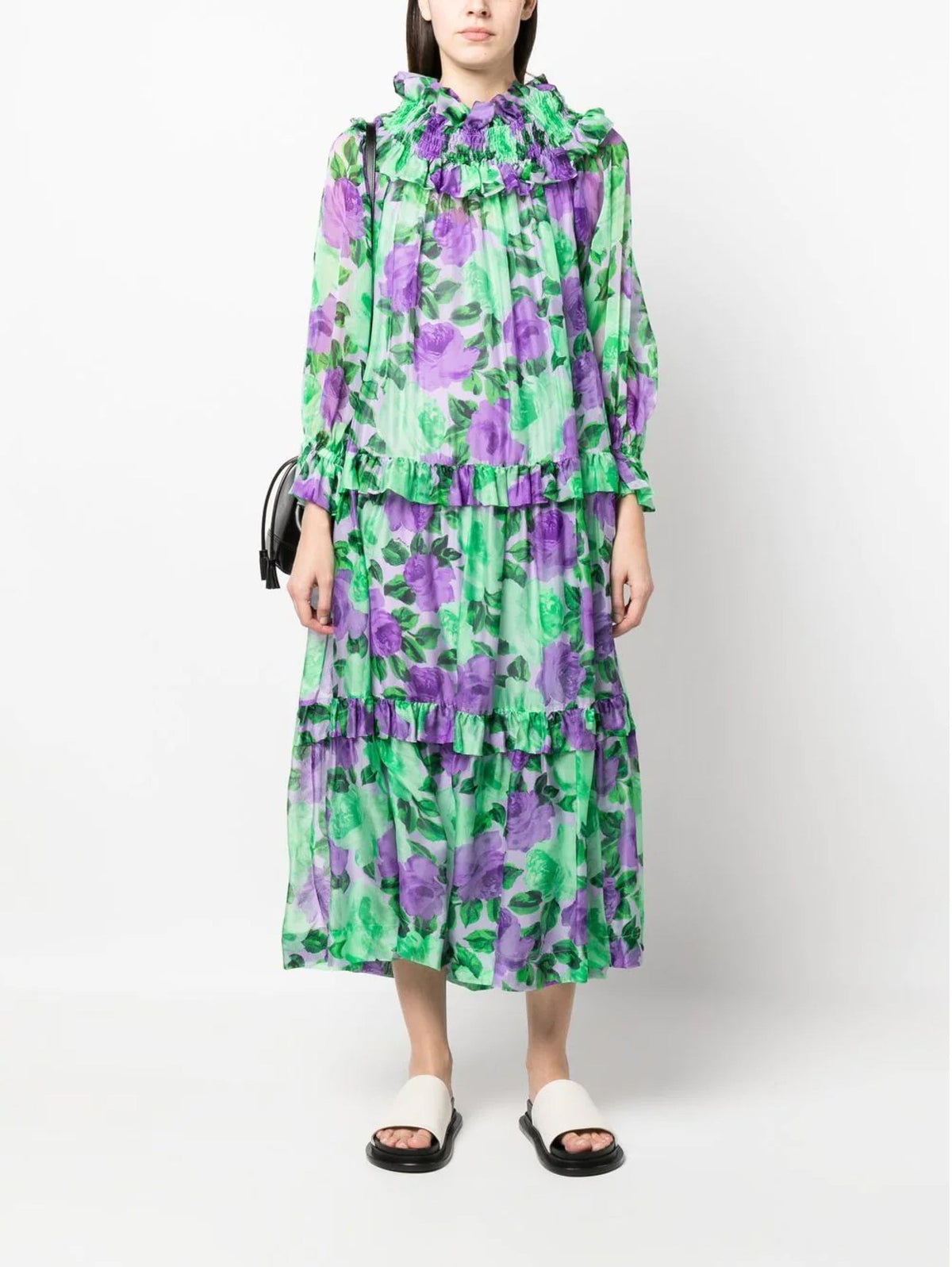 2026 New Arrival Abito in Seta Floreale Verde