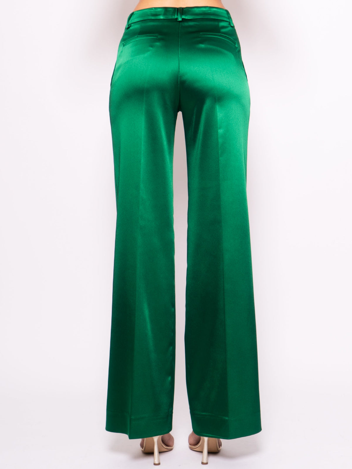 2026 New Arrival Pantaloni Palazzo in Raso Verde