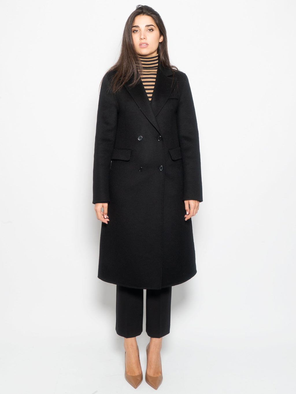2026 New Arrival Cappotto Doppio Petto in Lana Nero