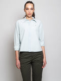 2026 New Arrival Camicia con Orlo Stondato in Chambray Celeste