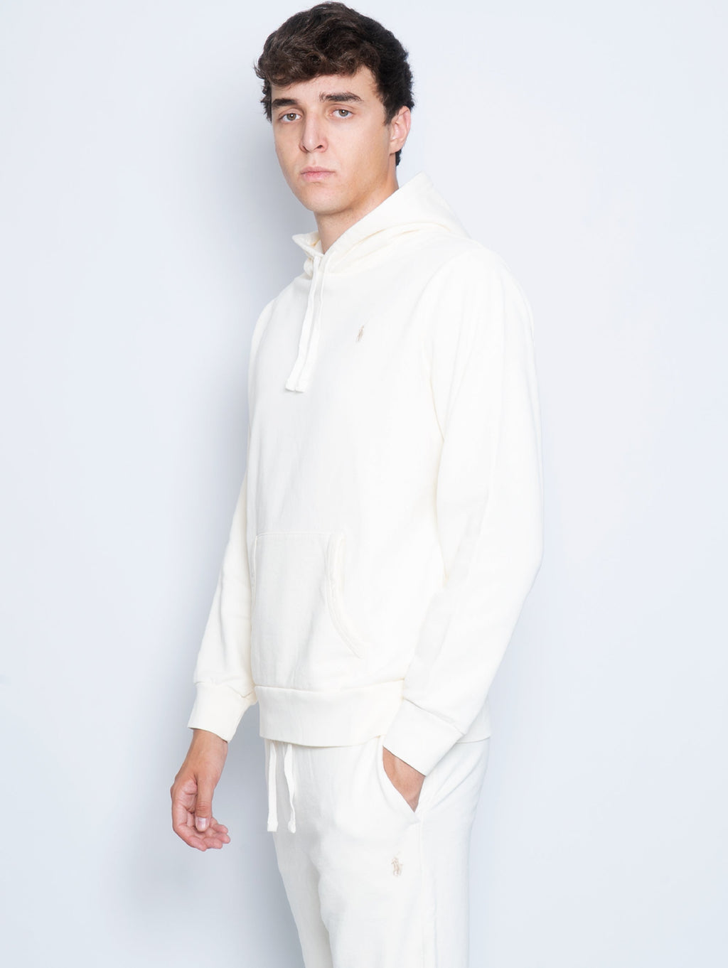 2026 New Arrival Felpa con Cappuccio in Spugna Loopback Crema
