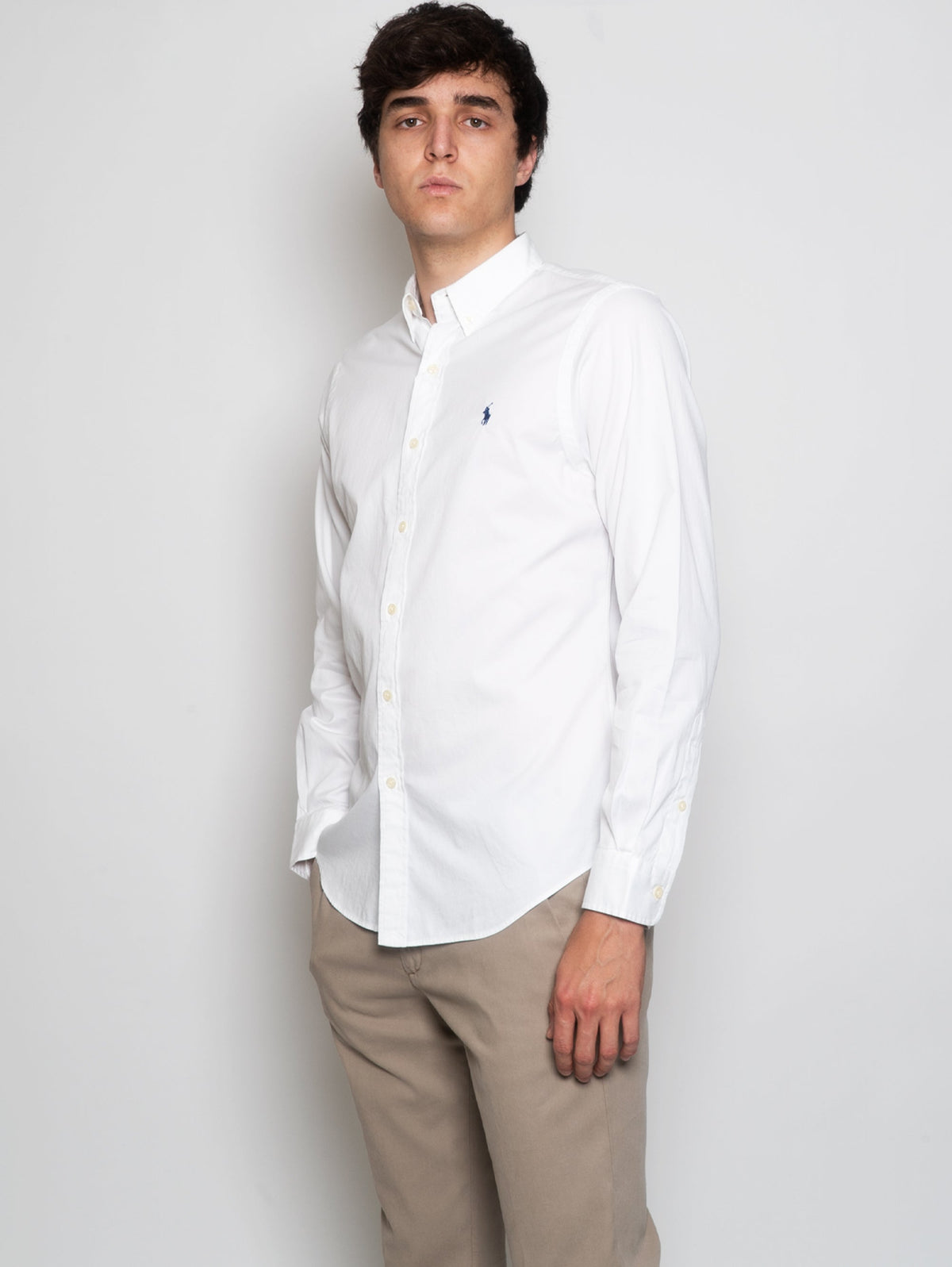 2026 New Arrival Camicia Slim Fit in Twill di Cotone Bianco