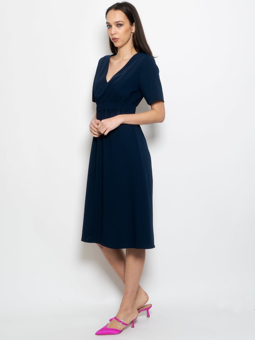 2026 New Arrival Abito Midi con Maniche Corte Blu