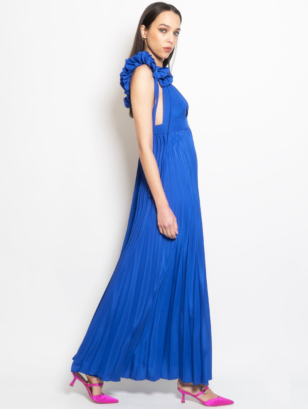 2026 New Arrival Abito Lungo Plissé Bluette