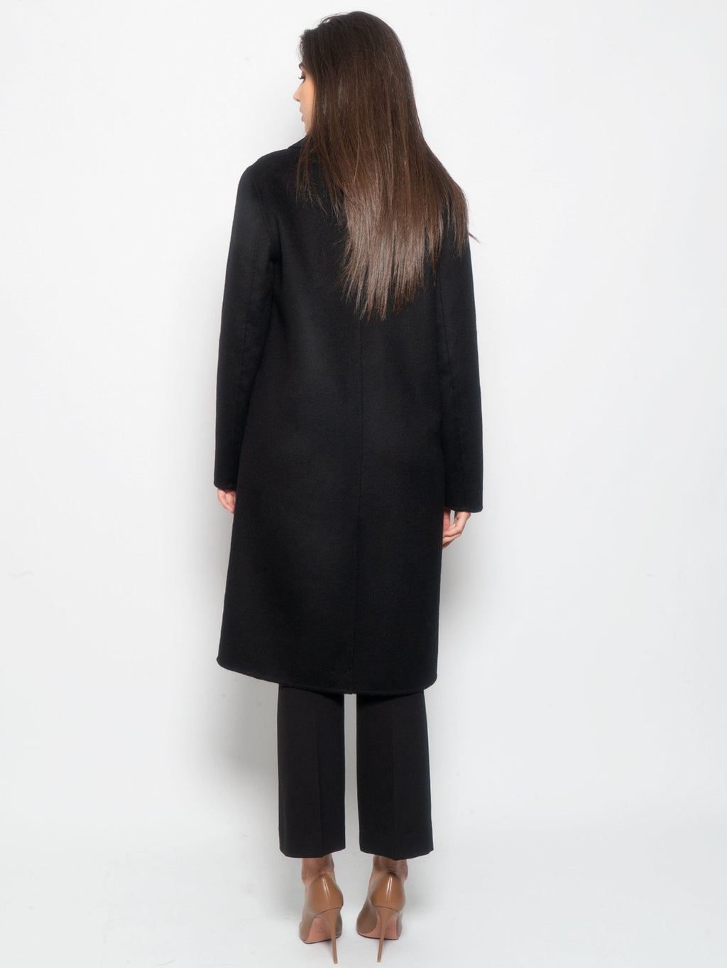 2026 New Arrival Cappotto un Petto in Lana Nero