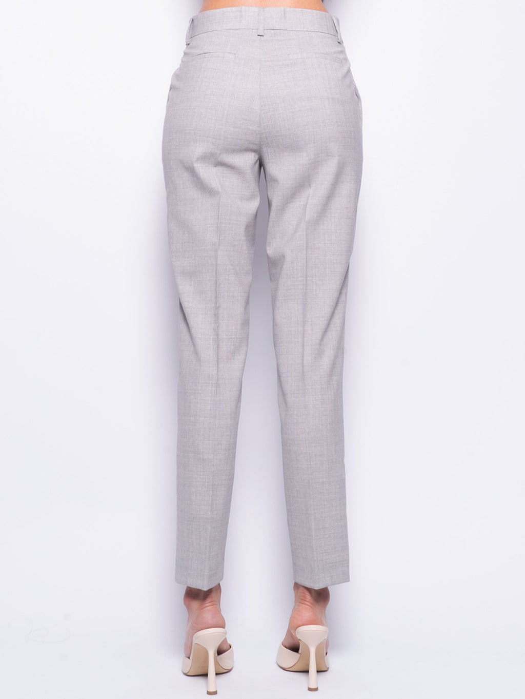 2026 New Arrival Pantaloni in Fresco Lana Grigio Mélange Chiaro