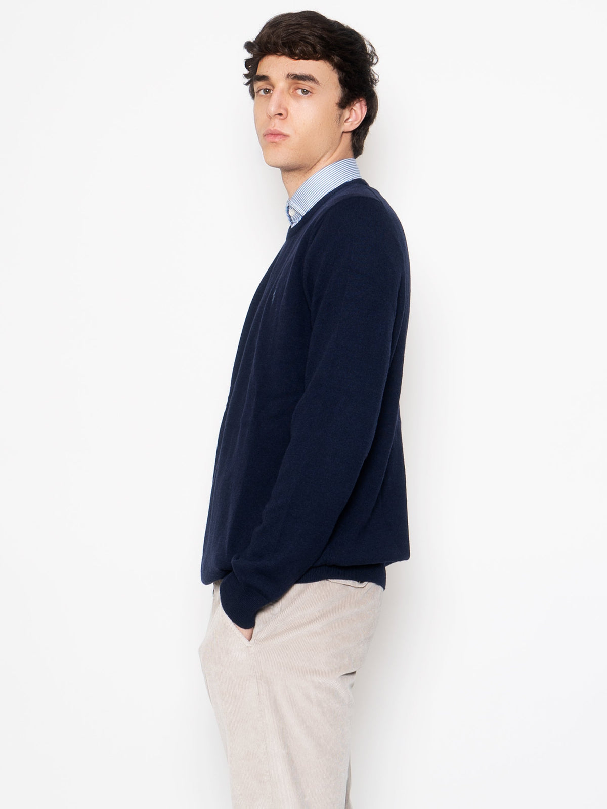2026 New Arrival Maglia Girocollo in Lana Blu Navy