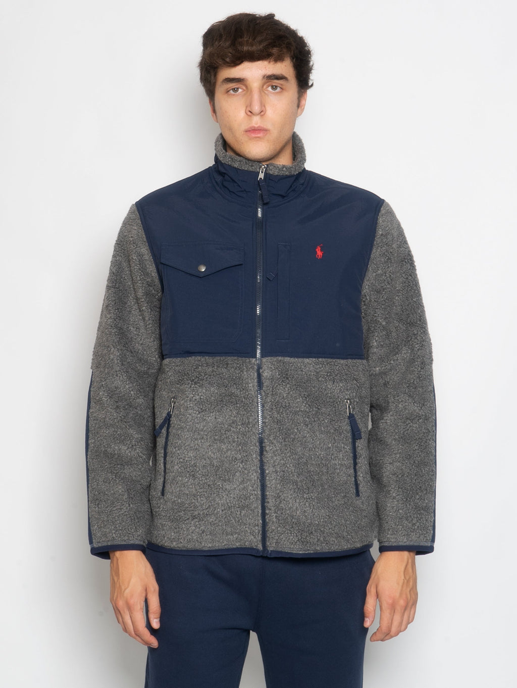 2026 New Arrival Felpa in Pile a Pelo Lungo Grigio/Blu