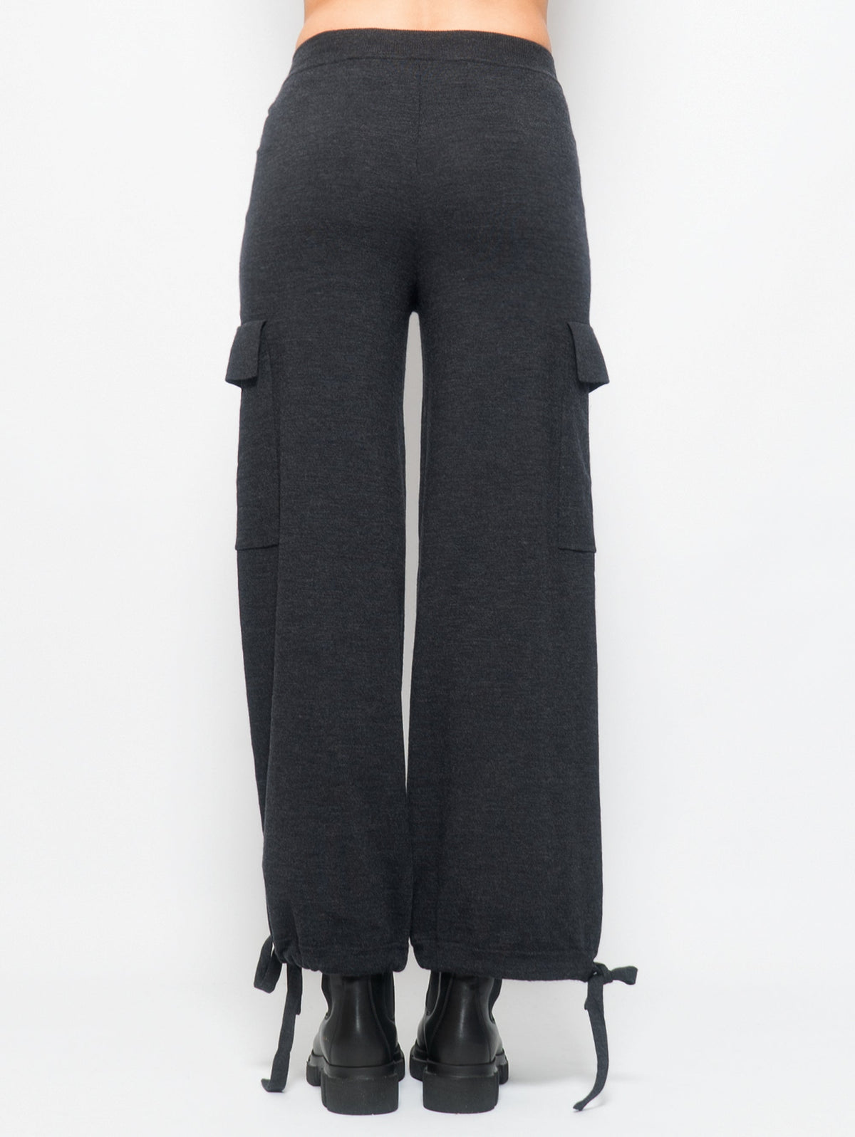 2026 New Arrival Pantalone Cargo in Maglia di Lana Grigio Scuro