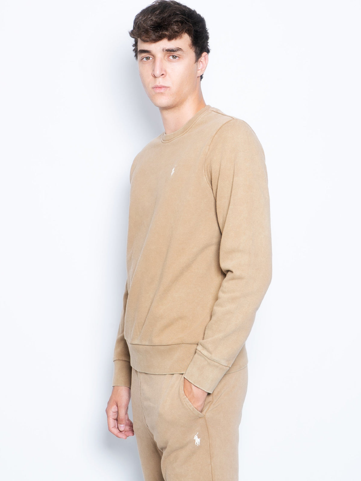 2026 New Arrival Felpa Girocollo in Cotone Loopback Cammello