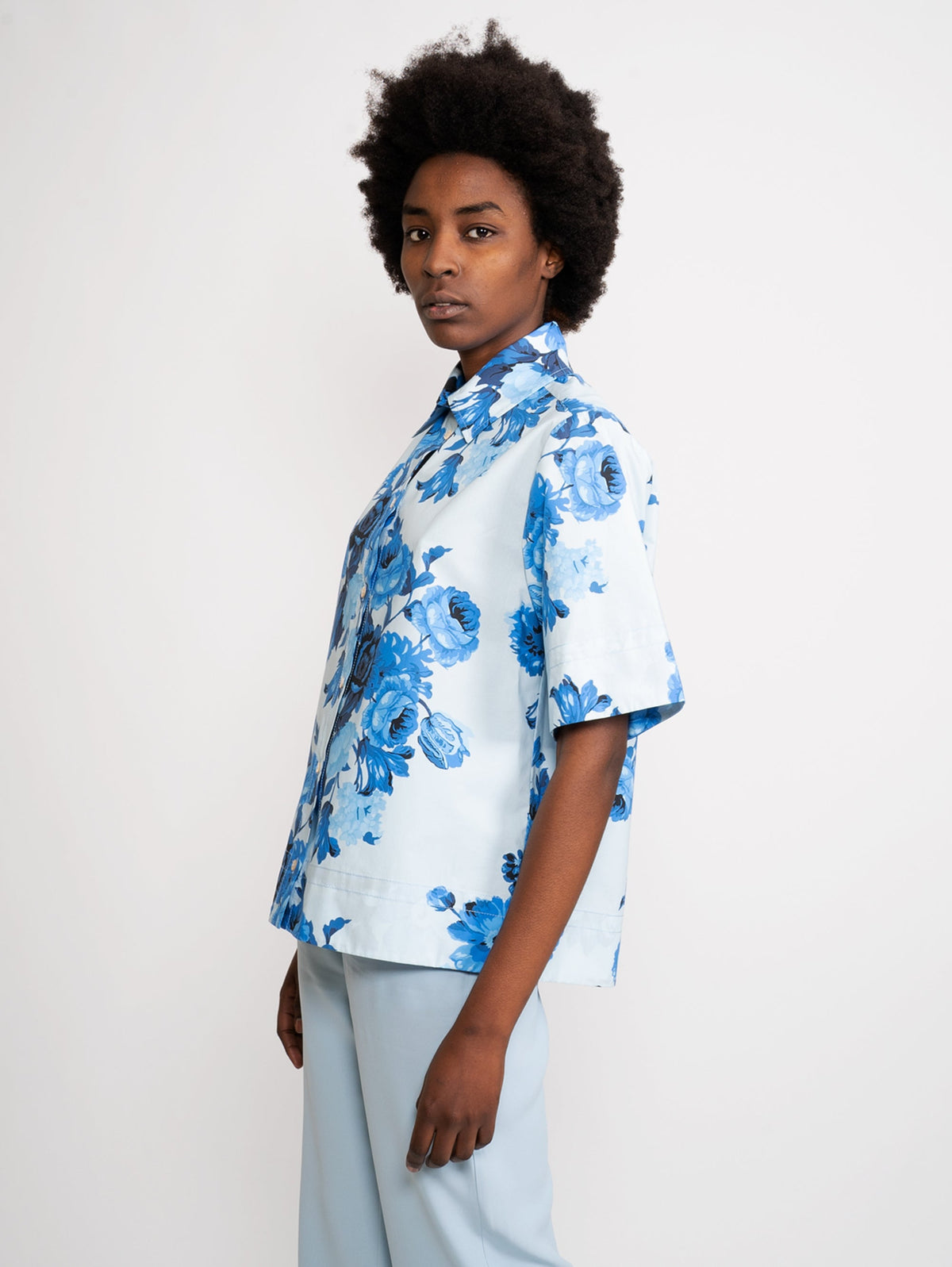 2026 New Arrival Camicia a Fiori Blu/Bianco